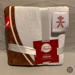 Cowboy Gingerbread Man Throw Blanket - Brown and White 50” x 60”